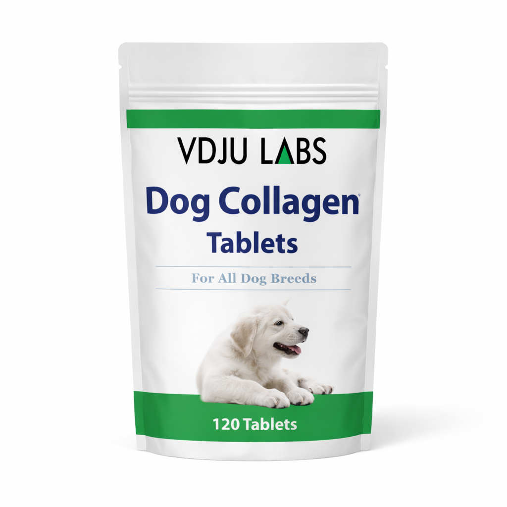 Dog Collagen Tablets with Vitamin C & Hyaluronic Acid – For All Dog Breeds