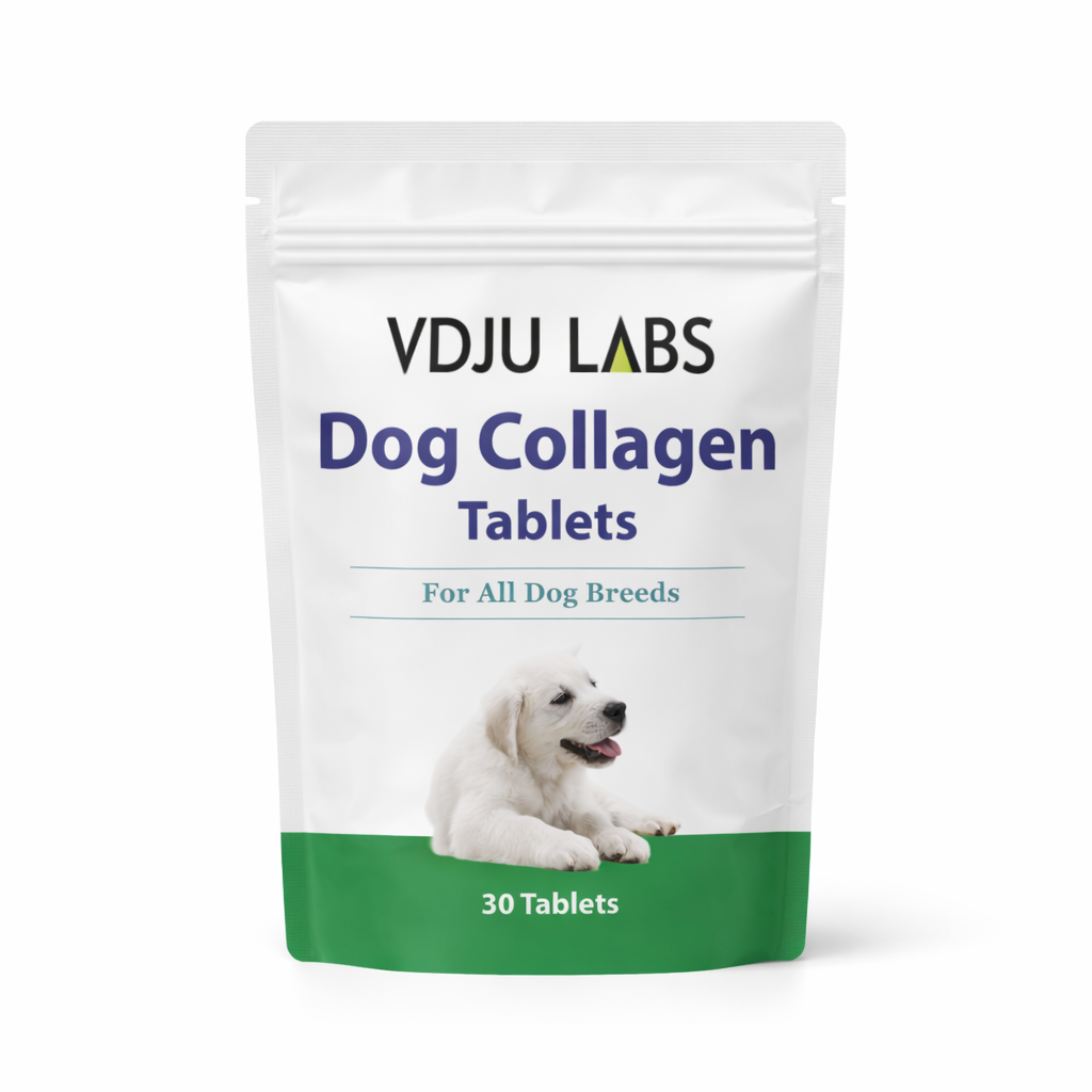 Dog Collagen Tablets with Vitamin C & Hyaluronic Acid – For All Dog Breeds