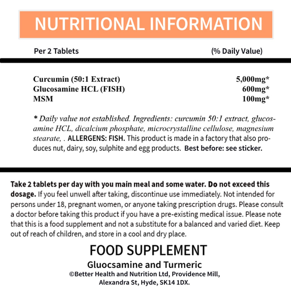 Glucosamine, Turmeric + MSM Food Supplement Capsules