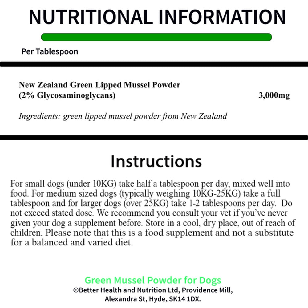 Green Lipped Mussel Powder for Dogs