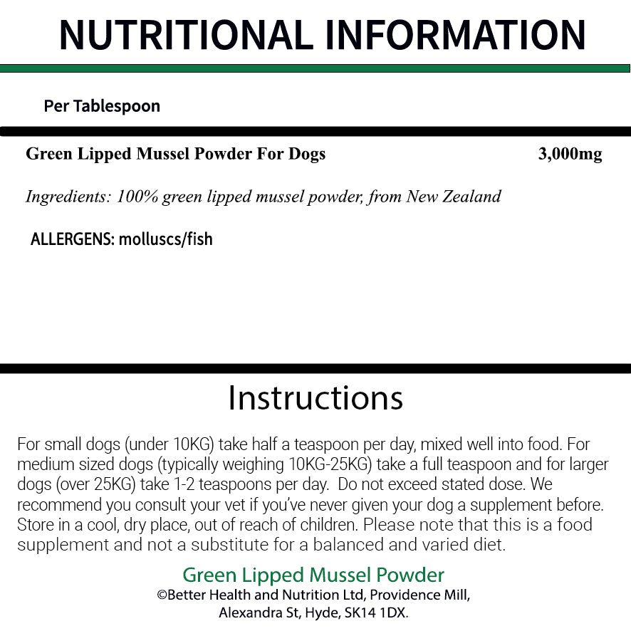 Green Lipped Mussel Powder for Dogs