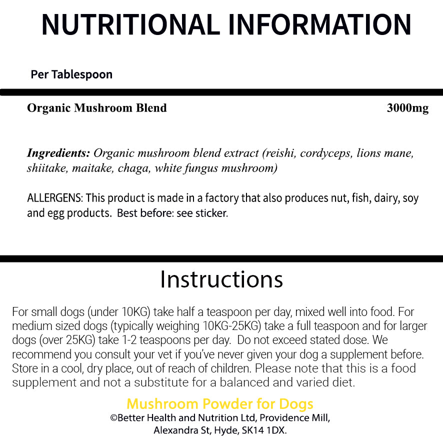 Organic Mushroom Powder for Dogs – 7 Mushroom Blend