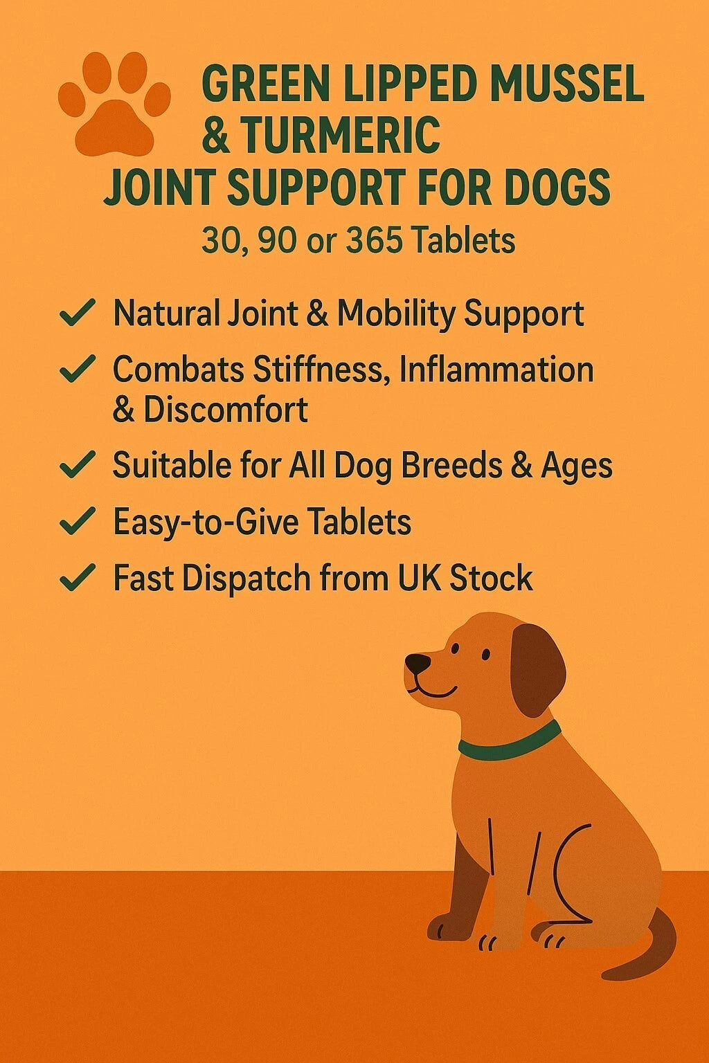 Turmeric & Green Lipped Mussel Joint Support Tablets for Dogs